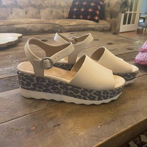 Anthropologie Leopard Sporty Platform Sandals